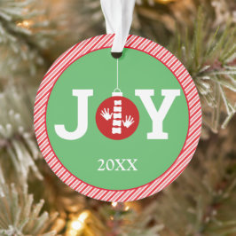 JOY with ストライプ背景カイロプラクティッククリスマス オーナメント