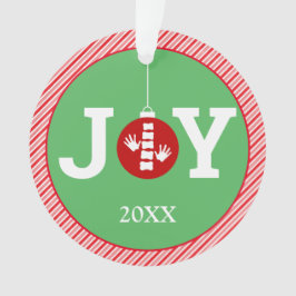 JOY with ストライプ背景カイロプラクティッククリスマス オーナメント
