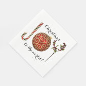 Joy word art candyケーンオーナメントとホリー スタンダードランチョンナプキン (角)