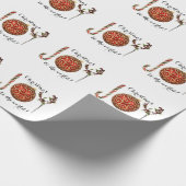 Joy word art candyケーンオーナメントとホリー ラッピングペーパー (角)