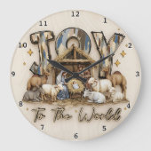 Joy World Nativity Wood ラージ壁時計 (正面)