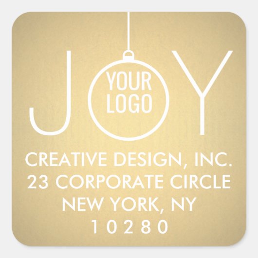 JOY Your Logo フェイク Gold Foil差出人住所ラベル スクエアシール (正面)