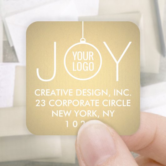 JOY Your Logo フェイク Gold Foil差出人住所ラベル スクエアシール