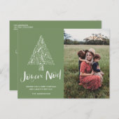 Joyaux Noelファミリー写真クリスマスグリーン シーズンポストカード (正面/裏面)