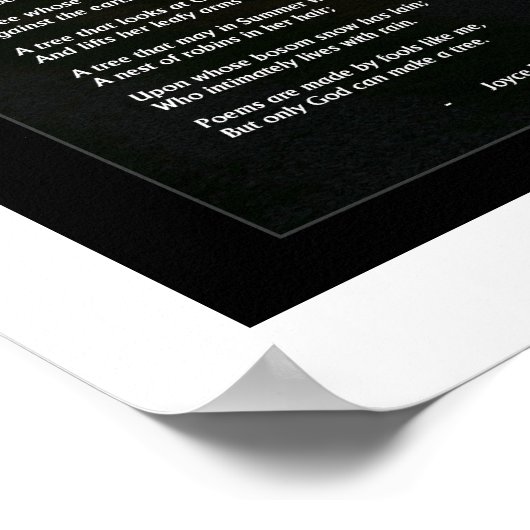 Joyce Kilmer poem "Trees" poster  with trees photo ポスター (角)