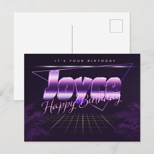 Joyce Name Vorname lila Postkarte Geburtstag ポストカード (正面/裏面)