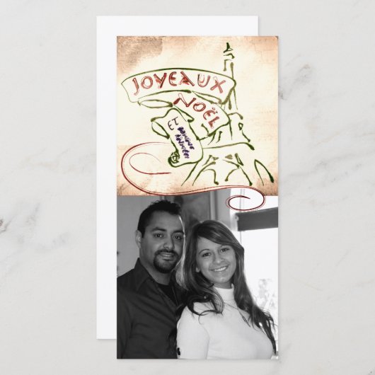 Joyeaux Noëlエッフェル塔のクリスマスの写真カード シーズンカード (正面/裏面)