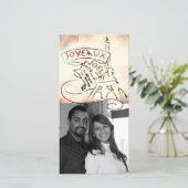 Joyeaux Noëlエッフェル塔のクリスマスの写真カード シーズンカード (スタンド正面)