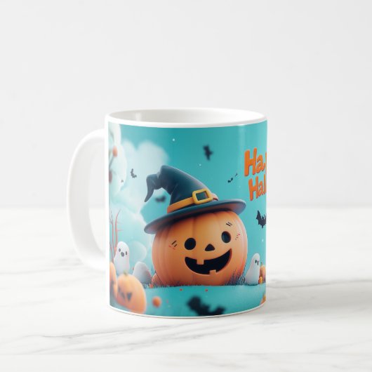 🎃 Joyeuse Citrouille d'Halloween コーヒーマグカップ (正面左)