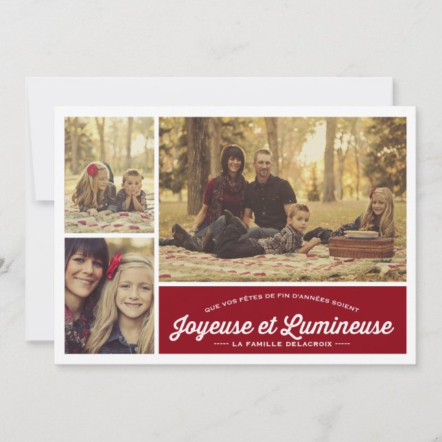Joyeuse et Lumineuse 3 carte de photo de vacances (正面)