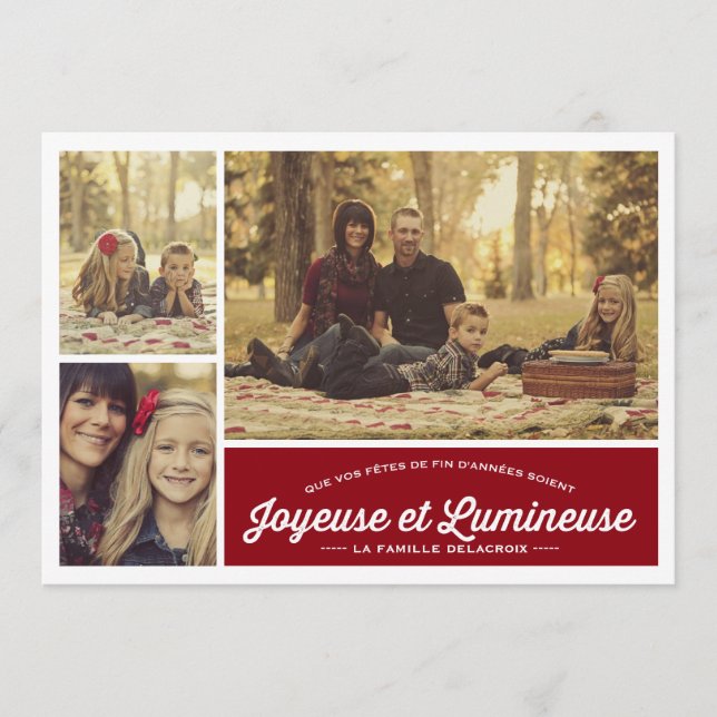 Joyeuse et Lumineuse 3 carte de photo de vacances (正面)