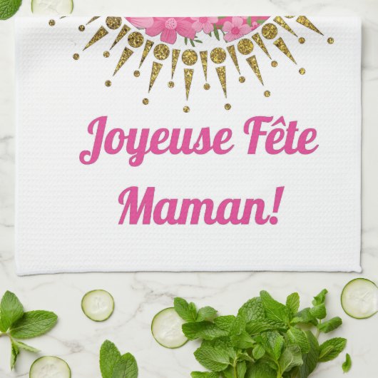 Joyeuse Fête Maman  キッチンタオル (折り畳み)