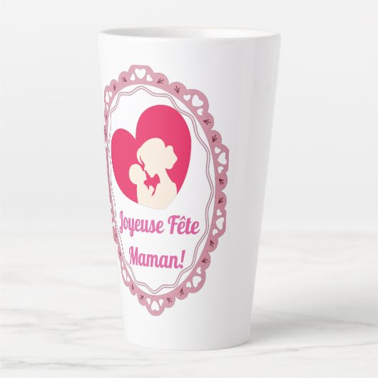 Joyeuse Fête Maman – Cadre Vintage  カフェラテマグ (正面)