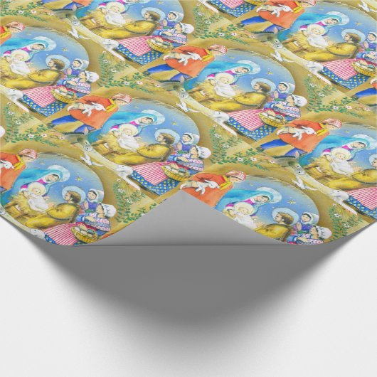 Joyeuse Noelのヴィンテージのフランスのなクリスマスカード ラッピングペーパー (角)