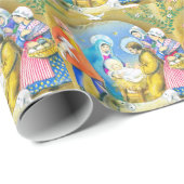 Joyeuse Noelのヴィンテージのフランスのなクリスマスカード ラッピングペーパー (ロールコーナー)