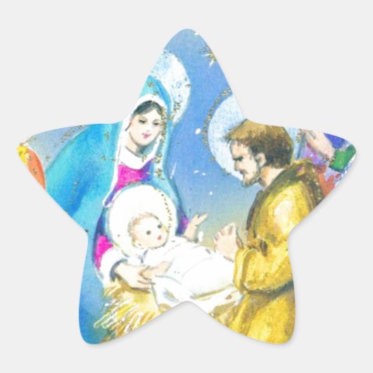 Joyeuse Noel、ヴィンテージフランスのクリスマスカード 星シール (正面)