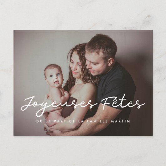 Joyeuses fêtes carte postale photo personnalisable ポストカード (正面)