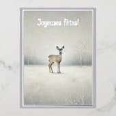  Joyeuses fêtes - roe deer no2 箔シーズンポストカード (正面)