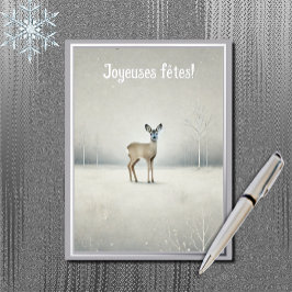  Joyeuses fêtes - roe deer no2 箔シーズンポストカード
