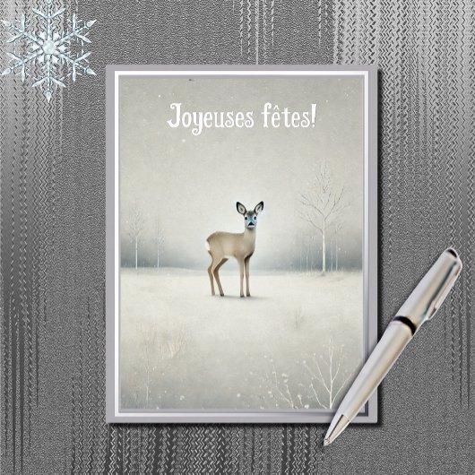 Joyeuses fêtes - roe deer no2 箔シーズンポストカード
