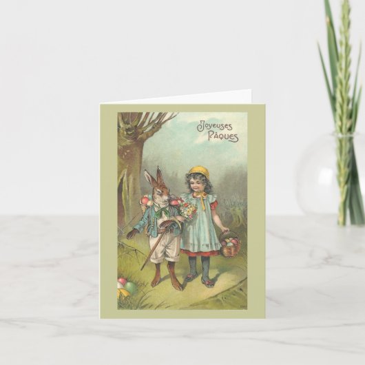 Joyeuses Pâquesのかわいいヴィンテージイースター シーズンカード (正面)