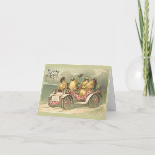 Joyeuses Pâquesのかわいいヴィンテージイースター シーズンカード (正面)