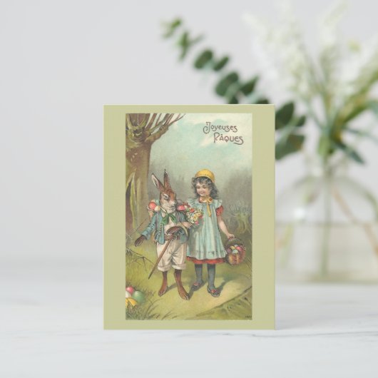 Joyeuses Pâquesのかわいいヴィンテージイースター シーズンポストカード (スタンド正面)