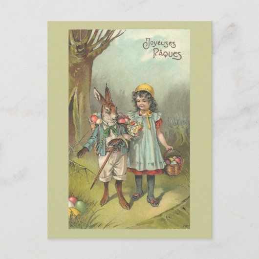 Joyeuses Pâquesのかわいいヴィンテージイースター シーズンポストカード (正面)