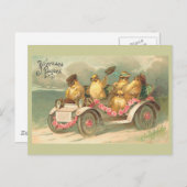 Joyeuses Pâquesのかわいいヴィンテージイースター シーズンポストカード (正面/裏面)