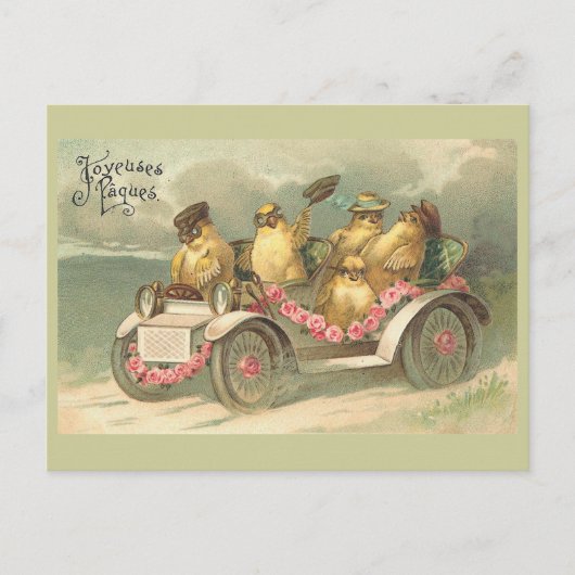 Joyeuses Pâquesのかわいいヴィンテージイースター シーズンポストカード (正面)