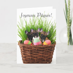 Joyeuses Pâquesイースターのフレンチ・ブルドッグカード シーズンカード
