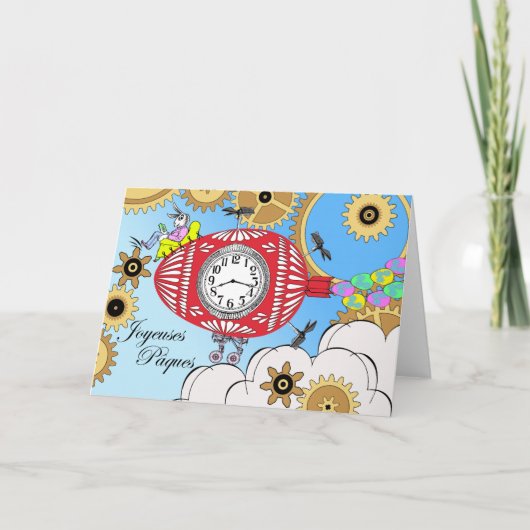 Joyeuses Paques、フランスののSteampunkイースター シーズンカード (正面)