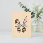 "Joyeuses Pâques" avec un dessin floral de lapin ポストカード (スタンド正面)
