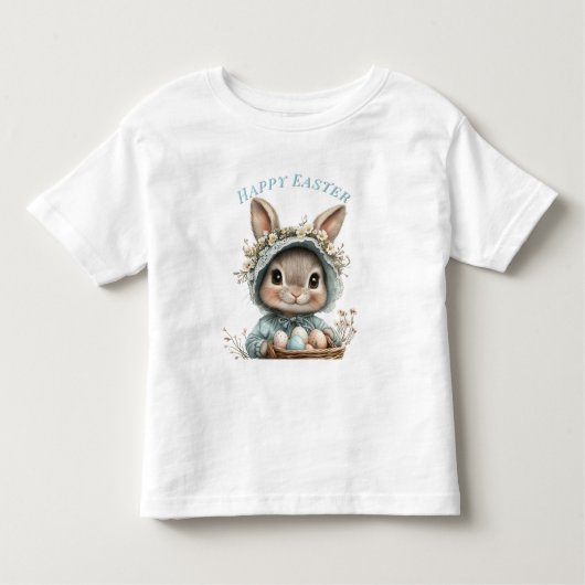 Joyeuses Pâ'ques - Lapin - Chapeau Bleu - Panier - トドラーTシャツ (正面)