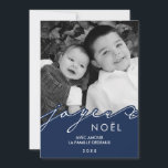 Joyeux青いNoëlの写真 シーズンカード<br><div class="desc">これらのあなたの好み家族の写真およびカスタムなメッセージが付いているモダンそしてユニークなクリスマスの写真カードを個人化して下さい。</div>