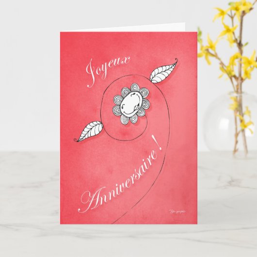 Joyeux Anniversaire! カード (黄色い花)