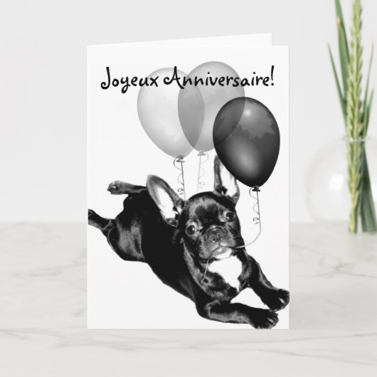 Joyeux Anniversaire Bulldogグリーテフランスのィングカード カード (正面)