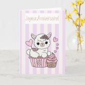 Joyeux Anniversaire Carte Llama Mignonne Fille カード (黄色い花)