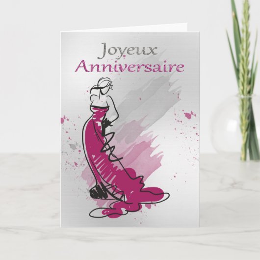 Joyeux Anniversary, フランスの Greeting, Female カード (正面)