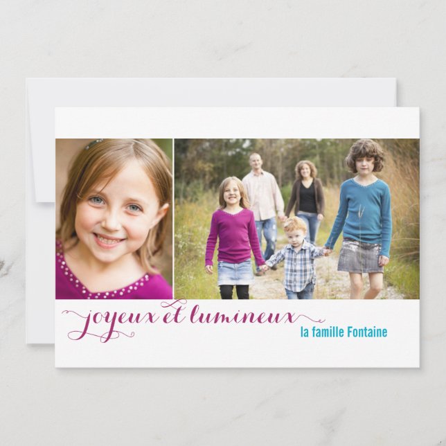 Joyeux et lumineux de vacances carte avec写真 (正面)