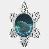 Joyeux Noёl – アイスエッジポーラーベア スノーフレークピューターオーナメント (右)