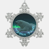 Joyeux Noёl – アイスエッジポーラーベア スノーフレークピューターオーナメント (正面)