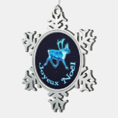 Joyeux Noёl – ブルーカリブー(トナカイ) スノーフレークピューターオーナメント (右)