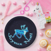 Joyeux Noёl – ブルーカリブー(トナカイ) ペーパープレート (パーティー)