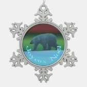 Joyeux Noёl - Polar Lights Polar Bear スノーフレークピューターオーナメント (正面)