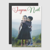 Joyeux Noeel赤い緑のスクリプトフォトマグネットカード (正面/裏面)