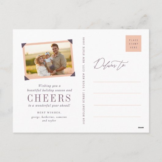 Joyeux Noelのシンプルな原稿のクリスマスの写真の郵便はがき シーズンポストカード (裏面)