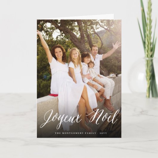 Joyeux Noelのシンプルな原稿のクリスマスの写真カード シーズンカード (正面)