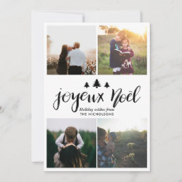 Joyeux Noelのタイポグラフィ| 4休日の写真 シーズンカード