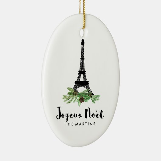 Joyeux Noelのフランス人のエッフェル塔のクリスマス セラミックオーナメント (右)